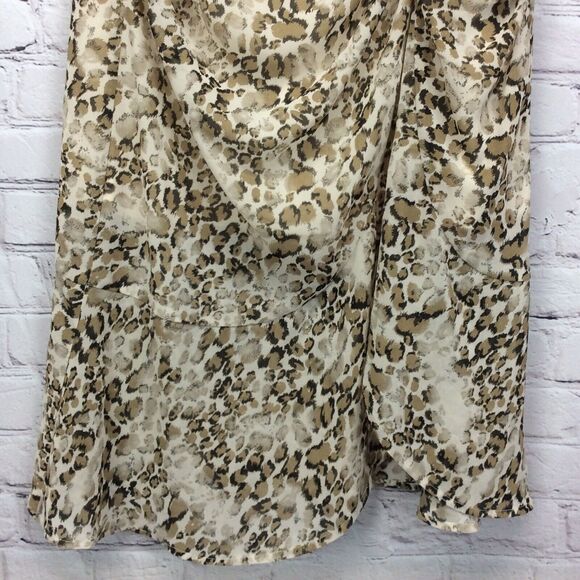 P Cill Midi Skirt Women's Size M Brown/Cream/Black Animal Print Ruching Lined - Picture 4 of 7
